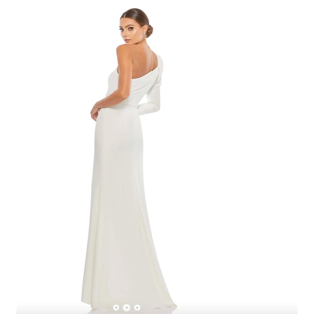 NWT Leena Mac Duggal Asymmetric One Shoulder Wedding Dress Gown Bridal 4 White - Picture 4 of 12